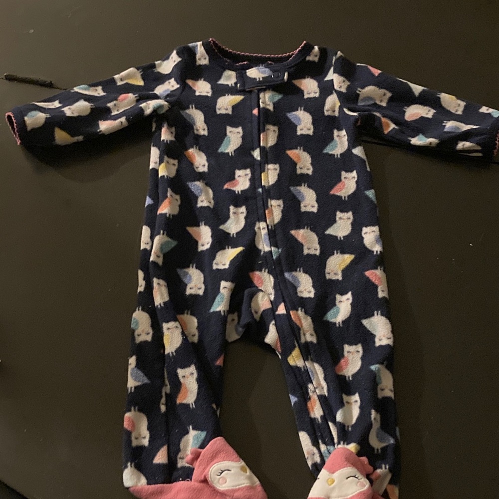 Carter's Navy Owl Print Footed One Piece